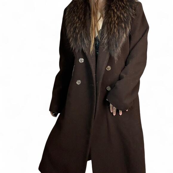Vintage brown lambs wool size medium peacoat - Picture 1 of 3